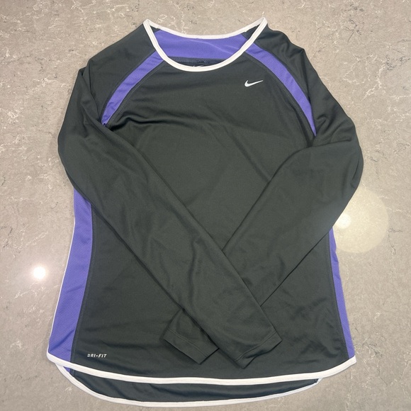 Nike Grey and Purple Long Sleeve Shirt Women’s Size L - Picture 1 of 4